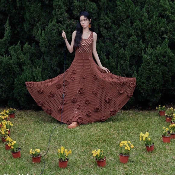 white christmas dresses Same Rosette Crochet Dress | Red